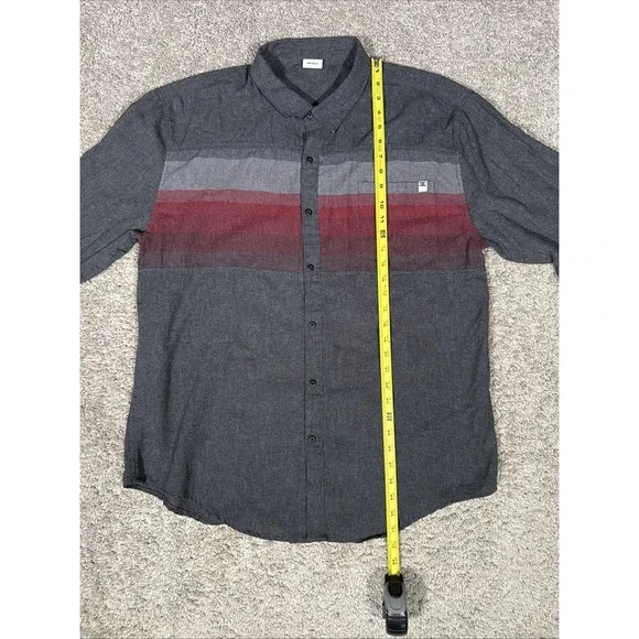 DC Apparel Button Down Long Sleeve Men's Shirt 2XL Gray Red - Picture 8 of 14